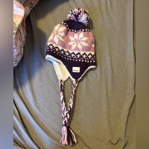 Chaos Purple & Pink Knit Earflap Pom Toboggan